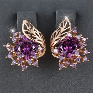 TEMU 여성을 위한 우아하고 화려한 라운드 퓨어씨아 꽃 모양의 패션 반지 귀걸이, 구리 소재와 구리 귀걸이 핀, 파티, 결혼식, 기념일에 완벽한 올시즌 액세서리