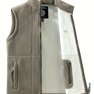 TEMU 남성용 새로운 가을/겨울 스탠드업 칼라 보온 조끼, 캐주얼하고 다용도로 아웃도어 하이킹 및 캠핑에 적합