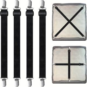 TEMU 4/8개 조절 가능한 침대 시트 스트랩 클립 포함, 두꺼운 미끄럼 방지 매트리스/소파/테이블보/카매트/가구 보호용 시트 홀더 – 범용 홈 데코 & 수납 액세서리