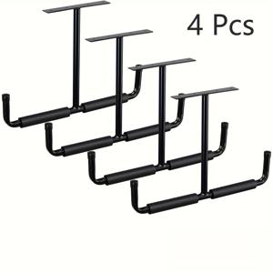 TEMU 2개/4개 헤비 듀티 차고 수납 랙 - 파우더 코팅 마감의 철재, 미끄럼 방지, 설치가 용이한, 목재, 자전거, 도구, 산업용 하드웨어를 위한 천장 장착 후크, 차고 정리/도구 보관 솔루션, 주택 소유자 및 전문가용