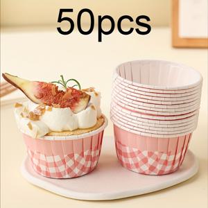 TEMU 50개 빈티지 체크 무핀 컵 - 내열성, 컵케이크 & 디저트용 곡선 가장자리가 있는 장식용 종이 베이킹 라이너, 다양한 색상 팩 (할로윈/크리스마스/이스터/추수감사절)