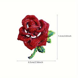 TEMU 우아한 클래식 레드 로즈 브로치 핀 여성용 - 드레스, 슈트, 스웨터, 스카프, 숄, 정장 모자에 사용할 수 있는 반짝이는 장식 꽃 - 데일리 웨어 및 특별한 선물에 적합한 다재다능한 액세서리