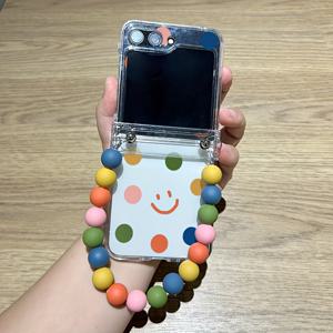 TEMU 삼성 갤럭시 Z 플립 6/플립 5 5G 투명 휴대폰 케이스 폴딩 힌지 보호 3피스 세트 컬러풀 비즈 팔찌