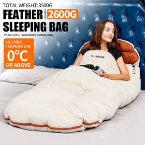 TEMU 깃털 침낭 성인용 겨울 두꺼운 대형 보온 캠핑 야외 실내 점심 휴식 여행 휴대용 호텔 먼지 차단 보온