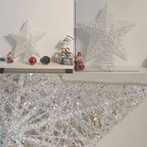 TEMU 크리스마스 트리 탑 스타 1개, 크리스마스와 휴일 파티에 적합한 화이트 글리터 장식