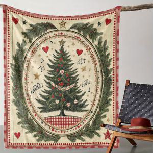 TEMU 1pc 플란넬 던지기 담요, 크리스마스 트리 & 하트 프린트, 소파, 침대, 차, 사무실, 캠핑, 여행, 올 시즌 선물, 믹스 컬러, 니트, 폴리에스테르, 디지털 프린트, 빈티지 스타일, 250-300g 직물 무게를 위한 따뜻하고 부드러운 편안한 담요
