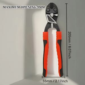 TEMU 8인치 산업용 강철 볼트 커터 - 미끄럼 방지 그립, 휴대용 철사 및 바 가위, 못 뽑기용, 개선