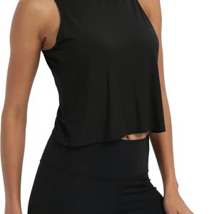 TEMU 여성용 숏 백리스 민소매 운동 탱크 탑, 피트니스 및 요가용, 루즈핏.|크롭티