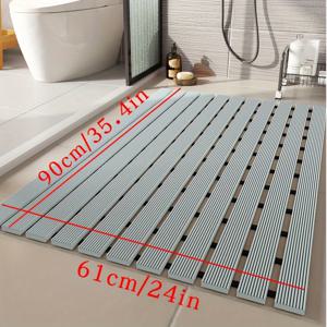 TEMU 1 Meize 브랜드 실내 PVC 욕실 샤워 매트, 고무 백킹 및 배수 구멍 포함, 스트립형 미끄럼 방지 욕조 발매트, 세탁 가능하고 내구성 있는 바닥 매트, 욕조, 욕실, 샤워실에 적합, 24 * 35.4 인치 홈 샤워 필수품