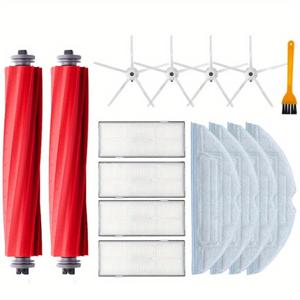 TEMU 샤오미 로보락 S7/S70/S75/S7 Max/S7 Max V 청소기 호환 15개 세트, 교체용 필터, 메인 롤 브러시, 걸레 및 사이드 브러시, HEPA 필터 포함 - 로보락 로봇 청소기용 플라스틱/천 예비 부품