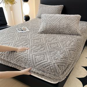 TEMU 2/3개 유럽 스타일 고중량 두꺼운 타프테트 장착 시트 세트, 부드럽고 편안한 피부 친화적인 침구 매트리스 보호 장착 시트 세트, 남녀 공용, 침실, 게스트룸, 호텔용 1* 장착 시트 + 1/2 베개커버, 베개 삽입제외