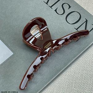 TEMU 우아한 초콜릿 아세테이트 헤어 클로 - 중간 사이즈, 여성용 패셔너블한 한국 스타일 샤크 클립