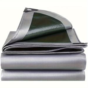 TEMU 튼튼한 방수 PE 타프 - 다기능 아웃도어 보트 캐노피 텐트, 그늘 및 비 보호 제공, UV선 및 극심한 날씨에 강함, RV 및 차량 햇빛 가리개, 눈 덮개에 적합.