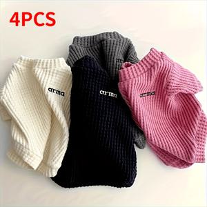 TEMU 네 조각 옥수수 격자 스웨터, 패셔너블한 펫 베이스 레이어 셔츠, 파인애플 그리드 스웨터 봄과 가을 후디