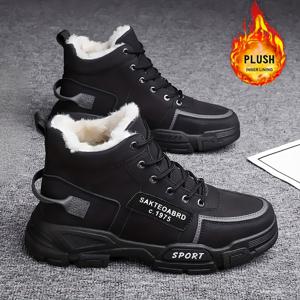 TEMU 남성용 스노우 부츠, 두꺼운 플러시 보온 부츠, 미끄럼 방지 및 내마모성 다용도 스니커즈가 있는 튼튼한 남성용 신발|운동화|신발|남자운동화