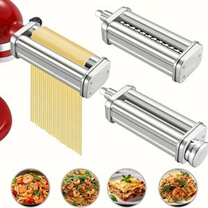 TEMU KitchenAid 스탠드 믹서용 파스타 부착물 포함 파스타 시트 롤러, 스파게티 커터 및 페투치네 커터 파스타 메이커 스테인리스 스틸 액세서리 3개 세트 by Gvode
