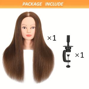 TEMU 100% 진짜 인조 머리 모형 헤드 헤어 스타일링 연습 - 곱게, 곧게, 염색, 블로우아웃, 브레이딩, 모자 디스플레이, 머리 자르기 연습, 메이크업 연습 - 무료 클램프 홀더 포함