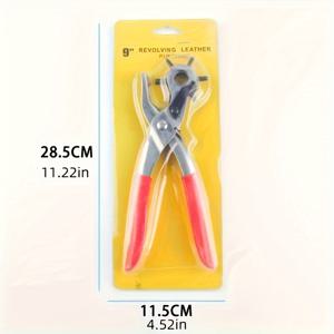 TEMU 탄소강 가죽 구멍 펀치, 회전 헤드, 다양한 크기 펀치, 벨트, 시계 밴드 및 아일렛에 적합 - 편안한 그립의 회전형 구멍 펀치 도구 1개.