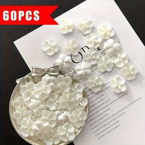 TEMU 22mm 진주 효과 꽃 4잎 수제 헤어 액세서리 및 브로치 제작 재료 60개입