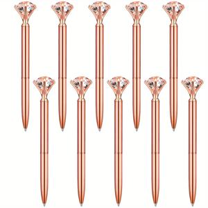 TEMU 10pcs 장미 금색 인공 펜, 블랙 잉크가 있는 상단 , 신부 샤워 펜, 웨딩, 파티, 사무실을 위한 블링 펜