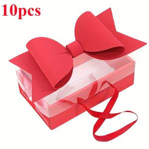 TEMU 리본이 달린 10개입 우아한 과일과 꽃 선물 상자 세트 - 투명한 휴대용 꽃꽂이, 발렌타인데이, 결혼식, 기념일 등에 적합.