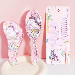 TEMU 4개 만화 빗 세트, 주름 제거 빗, 헤어 스타일링, 엉킴 방지, 유연한 브리슬 빗, 모든 헤어 타입에 적합, 선물 세트.