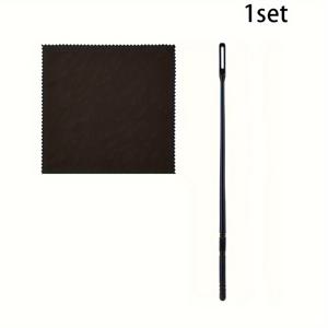 TEMU 블랙 플루트 클리닝 키트, 플루트 클리닝 스틱과 클리닝 천이 포함, 전문가용 플루트 클리닝 로그, 악기 관리를 위해 설계됨 (블랙)