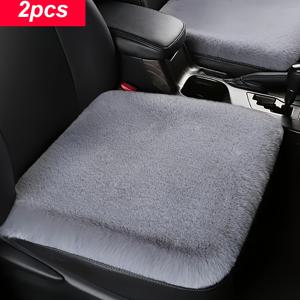 TEMU 2개 세트 플러시 차량용 시트 쿠션 - 모든 차량에 적합한 편안하고 따뜻한 인조 토끼털 패드, 세탁 및 휴대 용이, 겨울, 봄, 가을에 적합 - 아늑한 내부 액세서리