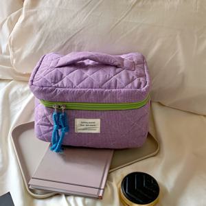 TEMU 클래식 레트로 하라주쿠 스타일 대용량 휴대용 화장품 파우치