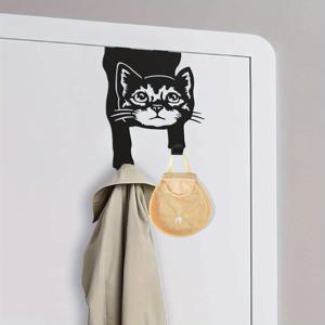 TEMU 1pc 강철 고양이 문 후크, 도구가 필요하지 않습니다, 소형 디자인, 녹방 방지 블랙 코팅, 가정 사무실 보관용 문 코트 후크, 옷 가방, 스카프, 일상용품 걸이, 고양이 팬들을 위한 선물, 부활절, 데이, 생일, 집들이