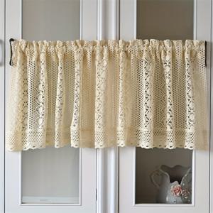 TEMU 1pc Tiyana 손수제조 메쉬 주방 커튼 - 기하학적 크로셰 레이스 디자인, 베이지 발란스와 TASSEL 디테일, 쉽게 걸 수 있는 로드 포켓, 거실, 침실, 또는 카페 장식에 완벽한 커튼, 거실용 커튼