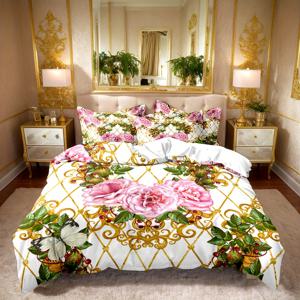 TEMU 3pcs 바로크 현대 미술 이불 세트, 1pc 이불 커버와 2pc 베개 커버 포함, 4시즌을 위한 부드럽고 통기성이 좋은 폴리에스테르, 기하학적 꽃 무늬