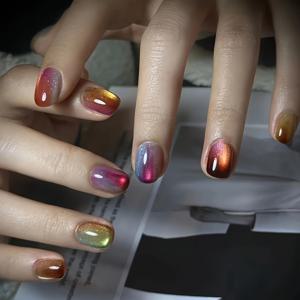 TEMU 30개 생생한 무지개 사탕 고양이 눈 네일 스티커 - 수제 그라데이션 스톤, 반투명한 달콤한 유리 비즈, 다기능 매력 - 여성의 축제 행사에 완벽한 선물, 사용하기 쉬우며 오래 지속됩니다.