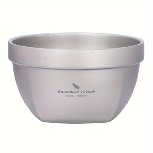 TEMU 순수 티타늄 이중층 보온 방열 대용량 경량 방충 내구성 티타늄 그릇 녹슬지 않는 가정용 야외 캠핑 식기 수프 그릇 요거트 그릇