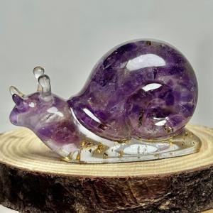 TEMU 아메시스트 럭키 달팽이, 수제 원시 달팽이, 레진 달팽이 모양 공예 장식, 달팽이 조각상 데스크 앤티크 황동 차 애완동물 컬렉션 거실 홈 데코, 방 장식, 홈 데코, 크리스마스 선물