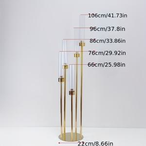 TEMU 우아한 스탠딩 웨딩 캔들스틱 - 헤비듀티 금도금 메탈 홀더, 웨딩 아치, 제단, 테이블 센터피스용 통로 가이드 - 전기도금 골드, 결혼식, 연회, 교회 행사용 세레모니얼 및 홈 파티 장식