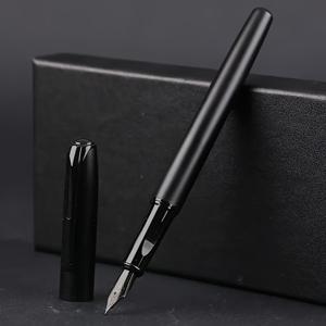 TEMU 고급 블랙 나이트 만년필, 블랙 잉크 펜, 학교 필기용, 선물 각인.