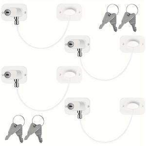 TEMU 4-팩 자체 접착 보안 잠금 장치 키 포함 - 내구성 있는 알루미늄 합금, 훼손 방지, 냉장고, 캐비닛, 서랍, 오븐, 세탁기, 욕실, 옷장용 - 플라스틱 재질, 전기 또는 배터리 불필요
