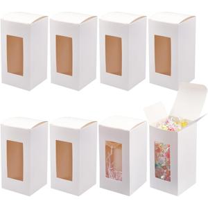 TEMU 20-팩 DIY 크래프트 종이 캔디 박스 투명 PVC 창, 직사각형 흰색 선물 상자 결혼식, 파티, 샤워, 크리스마스, 추수감사절, 새해 선물 - 8x8x16cm