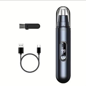 TEMU USB 무통증 코털 & 귀털 정리기 - 디지털 디스플레이 & 저소음 모터, 배터리 내장형 - 남성 & 여성용, USB 충전식 헤어 클리퍼, 그루밍에 이상적 (아버지의 날 선물) - 플라스틱 & 스테인리스 스틸