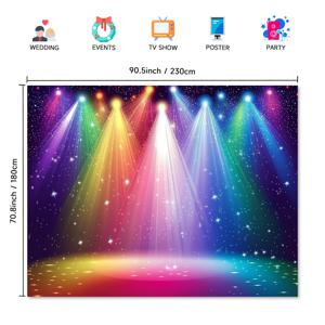 TEMU 1개 2D 평면 인쇄 무지개 컬러 스테이지 포토 배경 벽, 생일 디스코 락 음악 네온 조명 댄스 파티 카니발 사진 부스 소품, 성인 광고 촬영 스튜디오 소품, 생일 케이크 테이블 용품