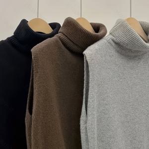 TEMU 여성용 겨울 고넥 스웨터 조끼 - 세련된 비대칭 디자인, 부드러운 스트레치, 단색 (블랙/브라운/그레이) 사무실 & 캐주얼 착용, 출퇴근복, 편안한 니트웨어