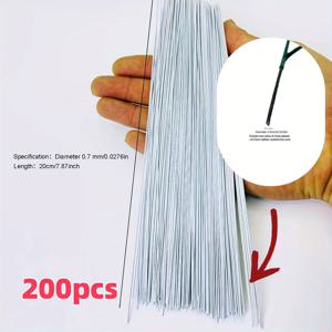 TEMU 200개입 20cm/7.87인치 길이, 0.7mm 직경 플로럴 스템 와이어, 플로럴 로드용 코팅 철사, 플로럴 패턴 와이어, 시뮬레이션 꽃용 코팅 재료 및 공예 액세서리