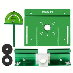 TEMU CCIEAO 목공 라우터 테이블 인서트 플레이트 키트, 알루미늄 펜스 포함, 비전기 벤치탑 라우터 플립 플레이트, 마이터 게이지 포함, DIY 목공 프로젝트용