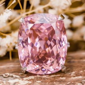 TEMU 우아한 럭셔리 핑크 큐빅 지르코니아 약혼 반지, 합성석이 있는 구리 웨딩 밴드, 그녀를 위한 완벽한 데이 선물, 사계절 파티 액세서리