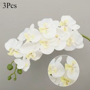 TEMU 실내 정원 장식, 발렌타인데이, 어버이날, 부활절, 봄-여름 실내 홈 가든 장식에 적합한 약혼 결혼식 브라이덜 부케용, 실제 난초 줄기와 난초 꽃 3개 세트