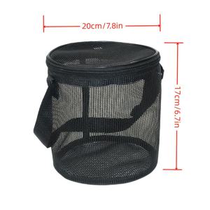 TEMU 쉘 수납 가방 메시 가방 소형 원형 수납 상자 휴대용 니트 털실 볼 수납 바구니 코바늘 액세서리 토트백 휴대용 비치 가방 메시 비치 장난감 수납 가방 드로스트링 경량 모래 놀이 수납 방수 바구니 (수영장 해변용)