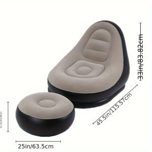 TEMU 홈 플러시 인플레이터블 소파 레이지 소파 베드 그레이 두꺼운 발받침대 야외 접이식 휴대용 라운지 체어 유럽&미국 스타일