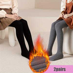 TEMU 2팩 여아용 안감 타이츠, 패셔너블 슬림핏 레깅스