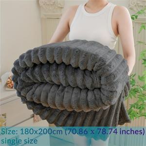 TEMU 럭셔리 인조 토끼 털 담요, 단색 심플 스타일 - 부드럽고 따뜻하며 편안한 소파, 침대, 사무실, 여행용 다목적 담요 - 선물용|이불|소파|원단